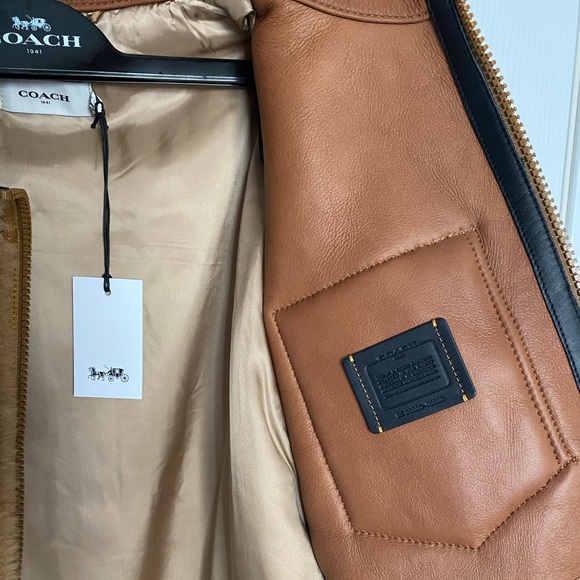 COACH HORSE/CARRIAGE PRINT SHEARLING Ma-1 JACKET - Picture 6 of 8